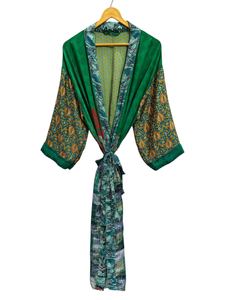 <b>Swim</b> Wear Soft Silk Bathrobe Multi Color <b>Robe</b> Night Wear <b>Robe</b> Indian Vintage Recycled Silk Sari Kimono, - Product Image 3