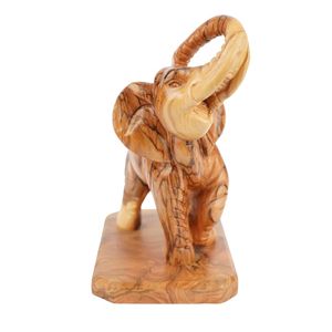 Sculpture d'éléphant en bois d'olivier sculptée à la main, 20 cm, figurine d'éléphant en bois, fabriquée à la main à Bethléem - Product Image 2