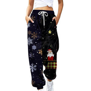 Pantalon de Noël pour femmes en coton coupe-vent, logo personnalisé, taille plus, style unique, pantalon de Noël pour femmes, Nouvel An - Product Image 1
