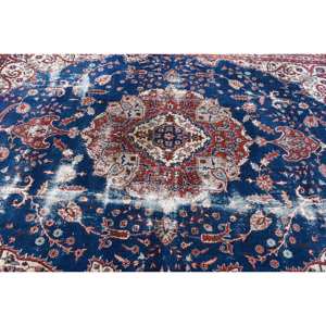 Tapis vintage turc persan en laine et latex, écologique, à poils moyens, motif classique rouge et bleu patchwork, grande surface 7,7 x 10,8 pieds pour - Product Image 5