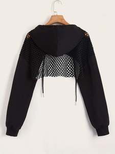 เสื้อฮู้ดดี้ทรงสปอร์ตพิมพ์ลายสไตล์สตรีทสำหรับฤดูใบไม้ร่วง ระบายอากาศได้ดี สวมใส่สบาย ทรงหลวมไหล่ตก เสื้อฮู้ดดี้ทรงสปอร์ตแบบสั้น - Product Image 5