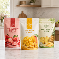 Op maat gemaakte, biologisch afbreekbare staande pouch met venster voor gemengd gedroogd fruit, duurzame voedselverpakking op maat