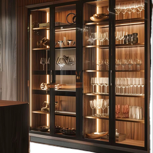 Armoire de cuisine moderne de luxe de style classique, verre laqué acrylique, MDF, granit, robinet d'évier, tiroir en contreplaqué, charnière à glissière, dosseret - Product Image 1