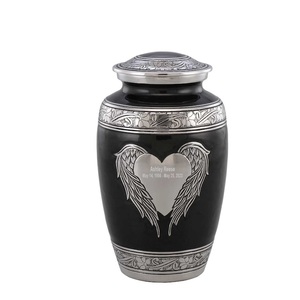 Urne Ailes d'Ange Urne Crémation Amoureuse Noire et Argentée Grande pour Cendres Humaines Urne Coeur Noir Mémorial Adulte - Product Image 6