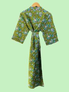 ชุดกิโมโนผ้าฝ้ายพิมพ์ลายดอกไม้ด้วยมือ ไซส์พลัสสำหรับชาวอเมริกัน น้ำหนักเบา เหมาะสำหรับฤดูร้อน - Product Image 2