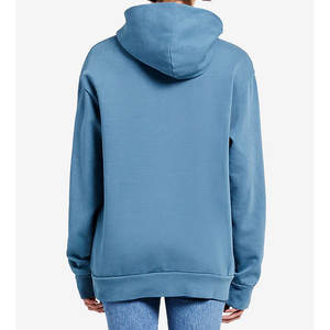 Sudadera con capucha clásica azul de gran tamaño con logotipo, mezcla de algodón orgánico, ropa de calle para hombre, sudaderas con capucha con estampado de gran tamaño de peso pesado - Product Image 3