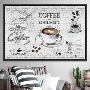 Toile imprimée : Art mural élégant avec tasse à café pour la décoration de la maison, TOILE ENCARTÉCHÉE NOIRE - Product Image 1