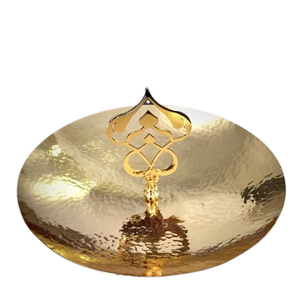 Hammered Texture Golden Plated Luxury Cake Stand Handmade Brass Metal <b>Resin</b> <b>Epoxy</b> Mould Round Shape Design - Product Image 1