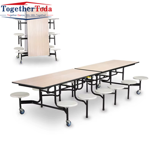 Mesa <span class=keywords><strong>de</strong></span> comedor portátil plegable resistente que ahorra espacio con ruedas <span class=keywords><strong>para</strong></span> la escuela, oficina, cafetería, uso <span class=keywords><strong>para</strong></span> varias personas, fácil <span class=keywords><strong>de</strong></span> limpiar - Product Image 1