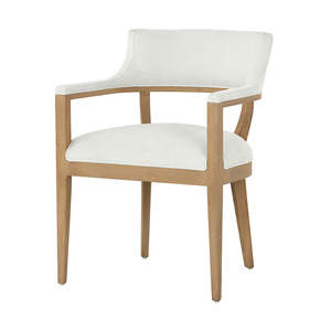 Chaise de salle à manger en teck avec assise et dossier rembourrés en tissu - Product Image 3