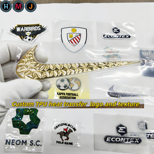 Emblemas Metálicos 3D TPU de Alta Frequência HMJ com Efeito Elevado Dourado para Roupas - Patches de Transferência - Fabricante - Product Image 1