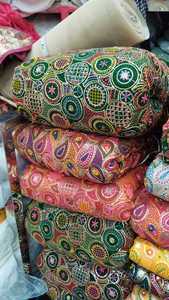 Telas bordadas hechas a medida con trabajo de espejo y colorido bordado de tema indio ideal para diseñadores de vestidos para reventa - Product Image 6