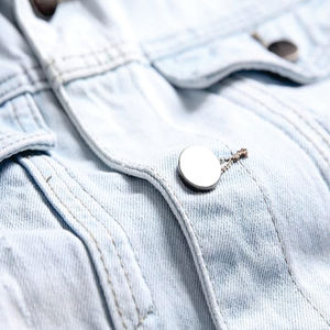 Veste en jean vintage délavée à l'acide avec détails boutonnés, écologique, respirante, pour homme, hiver, logo personnalisé, haute qualité - Product Image 3