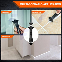 Kit d'outils de calfeutrage en acier inoxydable 3 en 1 Grattoir de jointoiement Enlèvement de l'agent de jointoiement Accessoires de grattoir en caoutchouc de verre