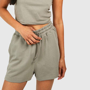 Shorts d'été respirants en coton/polyester à taille élastique pour femmes grandes tailles, impression personnalisée sur écran, 2 coutures, uni - Product Image 5