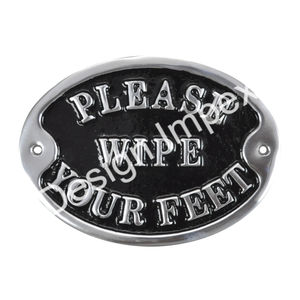 Votre idée imprimée signe général personnalisé à des prix bas s'il vous plaît essuyez vos pieds signe de qualité supérieure Plaque murale forme ovale facile à monter - Product Image 2