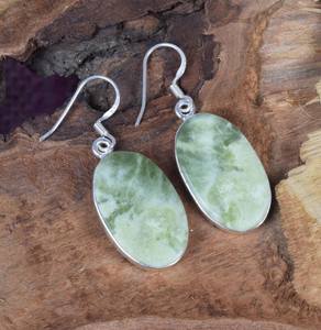 Boucles d'oreilles à crochet en argent sterling avec opale verte, bijoux faits à la main, pierre de naissance d'octobre, cadeau élégant en pierre précieuse pour femmes - Product Image 6