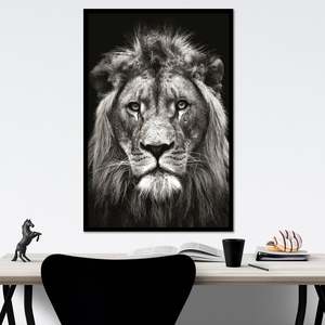 Affiche de lion noir et blanc de Christian Meermann, peinture numérique sur toile, décoration intérieure, thèmes de portraits d'animaux - Product Image 1
