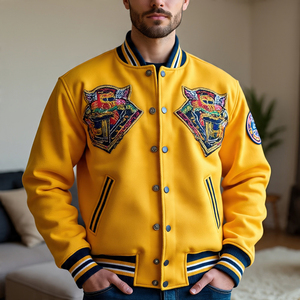 Écussons personnalisés broderie Baseball Bomber Varsity Jackets hommes à manches longues Varsity Jacket vêtements d'extérieur pour hommes - Product Image 6