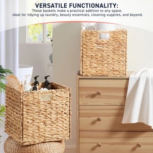 Water Hyacinth Foldable Storage <b>Wicker</b> Bins <b>Basket</b> Handmade Storage <b>Basket</b> Wholesale eco-friendly Made in Vietnam - Product Image 4