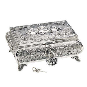 Latest Design Hand Made Silver Finished Metal Decorative Jewellery Box for <b>Rings</b> Necklace & Pendant at wholesale price - Product Image 3