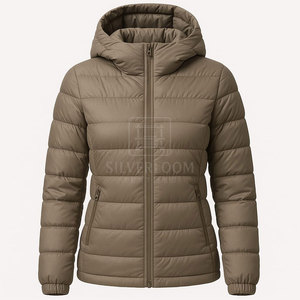 แจ็กเก็ตขนเป็ดน้ำหนักเบาสำหรับผู้หญิงแจ็กเก็ตมีฮู้ดกันน้ำผ้าโพลีเอสเตอร์75D เสื้อคลุมฤดูหนาวกำหนดโลโก้ได้เอง - Product Image 3