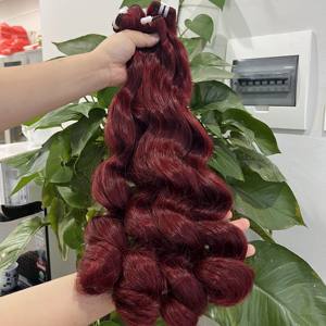 Super doble colores onda suelta estilos rizados Remy grado virgen vietnamita extensiones de cabello humano atado a mano trama Funmi estilo hinchable - Product Image 1