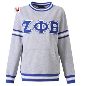 Zeta phi Beta sorority เสื้อคอกลมผ้าฝ้ายเฮฟวี่เวทปักลายทแยง1920กรีกสวมหัวสีฟ้าทอง - Product Image 6
