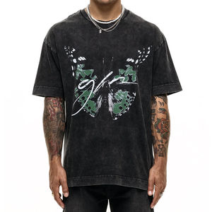 เสื้อยืดวินเทจสำหรับผู้ชายหรูหราล้างไหล่ปล่อยว่างซักด้วยกรดเครื่องพิมพ์ DTG สไตล์ลำลอง - Product Image 1