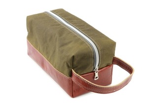 Trousse de toilette en cuir et toile de coton ciré Kit de Noël hommes mari cadeau LCTB-0091 - Product Image 2