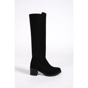 Bottes à talon zippé pour femmes en daim noir - Product Image 3