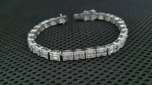 925 Sterling Sliver White Baguette Moissanite <b>Bracelet</b> For Women Fashion Jewelry By Exporters - Product Image 3