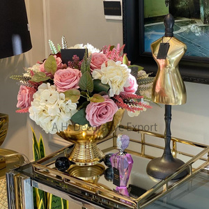 Elegant Look Aluminum Flower <b>Vase</b> Glossy Gold Finishing Metal <b>Vase</b> With Attractive Base for Table <b>Decoration</b> for Sale - Product Image 2