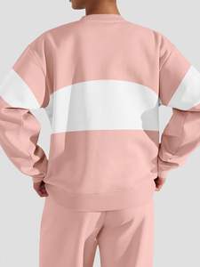 Jersey y pantalones de lona de dos piezas de gran tamaño para mujer, Top largo con decoración de botones, trajes sueltos, chándal para uso en el salón - Product Image 5