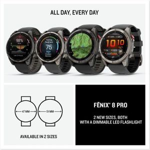 นาฬิกาอัจฉริยะ Garmin fenix 8 Pro 47 มม. คุณภาพสูงสุด, เทคโนโลยี inReach, นาฬิกาอัจฉริยะ GPS มัลติสปอร์ตเชื่อมต่อระดับพรีเมียม, หน้าจอ AMOLED, กระจกแซฟไฟร์ - Product Image 3