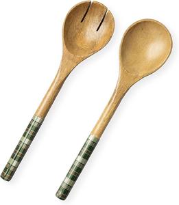 ที่ไม่ซ้ำกันไม้อะคาเซียตรวจสอบเคลือบจับเครื่องครัวสำหรับเสิร์ฟสลัดช้อนช้อนส้อมและสลัดเซิร์ฟเวอร์ - Product Image 1