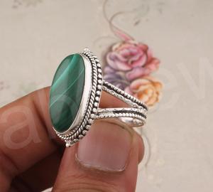 Natural Malachite 10x14mm Oval Shape Solid 925 Sterling <b>Silver</b> Handmade <b>Ring</b> for Women Fine <b>Eternity</b> Vermeil Jewelry Suppliers - Product Image 2