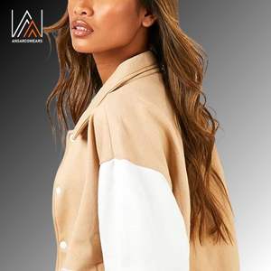 แจ็กเก็ตเบสบอลทีมโรงเรียนปักตัวอักษรเสื้อแจ็กเก็ตมีปกคอสองชั้นแฟชั่นลำลองสำหรับผู้หญิงสำหรับชุดกีฬา - Product Image 5