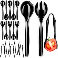 Groothandel hete verkoop wegwerp zwarte plastic recyclebare bestek lepels salade food grade bestek voor bruiloft feest gebruik
