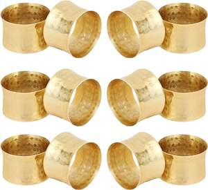 MZ INTERNATIONAL Lot de 12 ronds de serviette dorés en laiton martelé faits à la main pour les repas et les fêtes quotidiens - Product Image 5