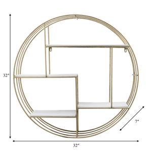 Mensola da parete geometrica in metallo bianco e oro, 32 pollici, a quattro livelli, per esposizione e conservazione, per decorazioni per la casa - Product Image 5