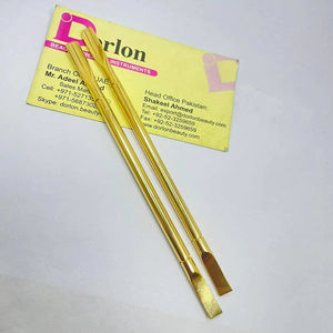 Outil de manucure à marque privée, pousse-cuticules doré en acier inoxydable, double extrémité cuillère et plat, bâtonnet à ongles, outils de nail art - Product Image 1