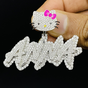 จี้เพชรทรงกลมเจียระไนแบบบริลเลียนท์ 10K ทองคำแท้ ประดับเพชรแบบ Iced Out สไตล์คริสเตียน พร้อมจี้รูปตัวอักษรตามสั่ง สไตล์ฮิปฮอป เครื่องประดับสำหรับทั้งชายและหญิง พร้อมจี้รูปแมว - Product Image 1