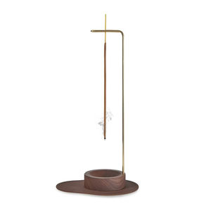 Porte-encens décoratif avec récupérateur de cendres, en bois massif naturel, forme ronde, cadeaux de Ramadan EID, porte-bâtonnets d'encens - Product Image 3