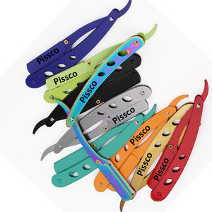 Rasoir de barbier droit doré avec manche pliable et support pour rasoir de coupe de barbe pour hommes, personnalisable avec logo, 1 pièce - Product Image 6