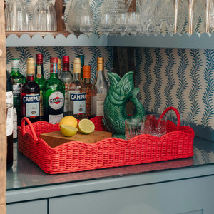 Plateau à pétoncles en rotin rouge-Durable multifonction écologique et durable avec couleur personnalisable - Product Image 2