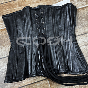 Corset fétiche en cuir noir de haute qualité pour femme, avec baleines en acier, style bustier sous-poitrine - Fournisseur - Product Image 4