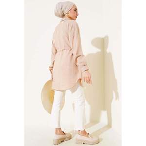 Tunique en lin avec cordon de serrage Camel - Product Image 3