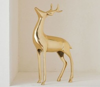 Sculpture animale de renne doré de luxe Art en métal pour pièce maîtresse de Table intérieure et cadeau de Noël Art en métal de cerf doré élégant