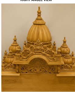Mandir de prière en teck moderne de style Haveli traditionnel, armoire de temple artisanale personnalisée avec rangement - Product Image 4